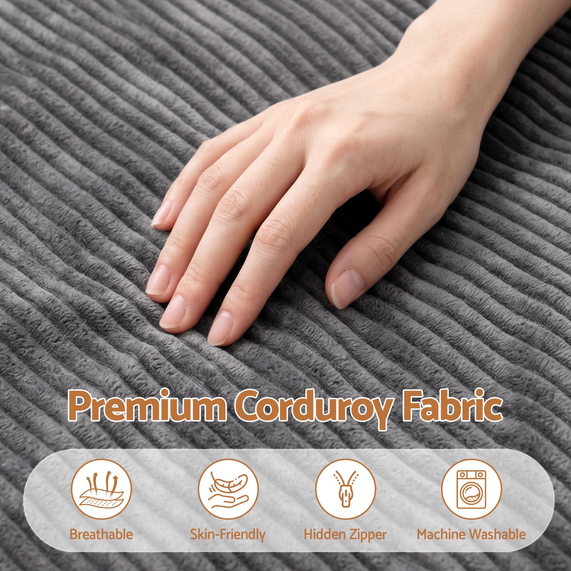 Artiss 3 in 1 Bean Bag Chair Cover (No Filler) Convertible Bean Bag for Adults, Corduroy Stuffed Animal Storage Bean Bag Cover Washable for Living Room Bedroom, Grey Awezingly