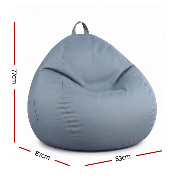 Artiss Outdoor Bean Bag Chair Cover (No Filler) Splash-Proof Beanbag Sofacover for Adults Teens Kids Stuffable Bean Bag Cover for Patio Poolside Relaxing, Grey Awezingly