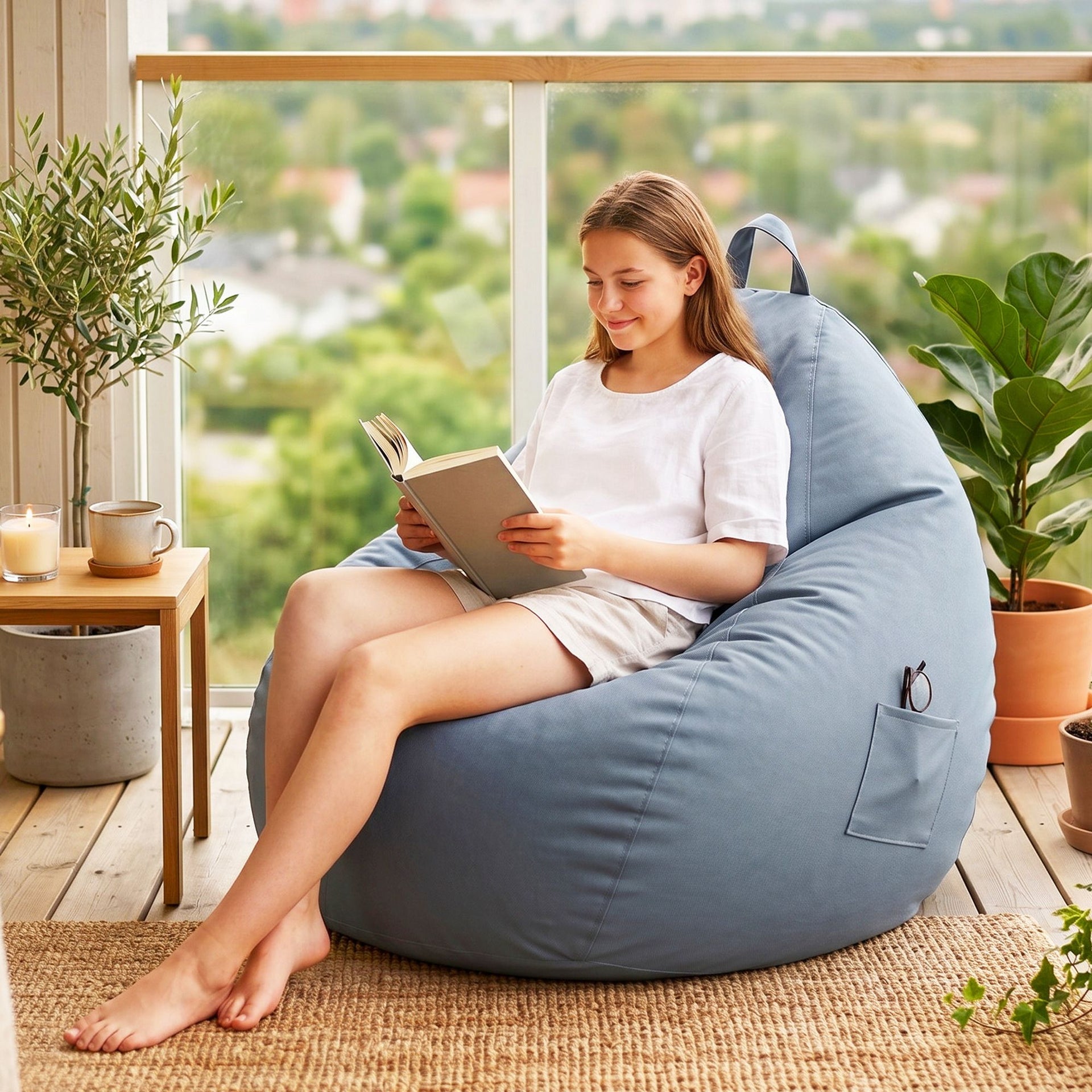 Artiss Outdoor Bean Bag Chair Cover (No Filler) Splash-Proof Beanbag Sofacover for Adults Teens Kids Stuffable Bean Bag Cover for Patio Poolside Relaxing, Grey Awezingly