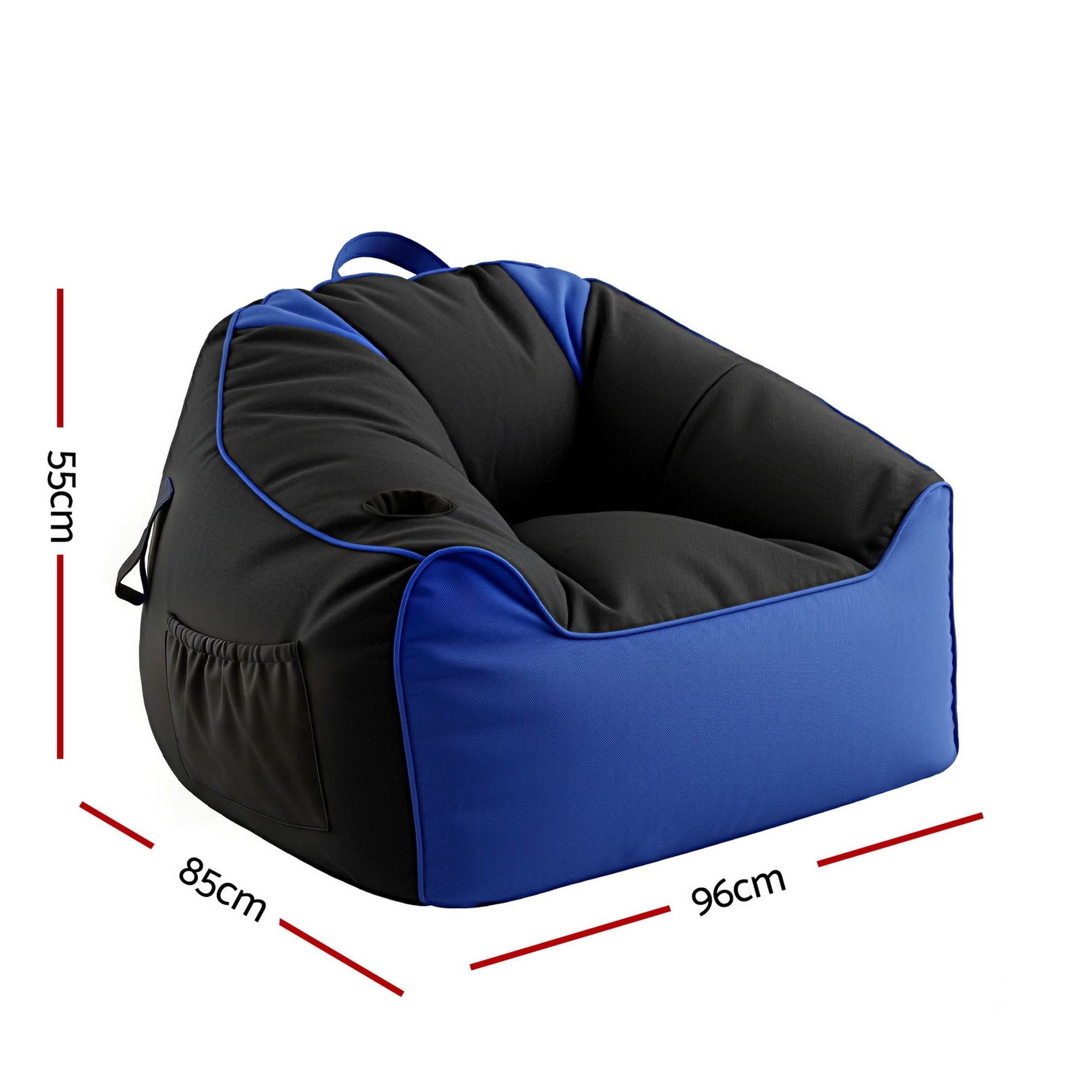 Artiss Gaming Bean Bag Chair Cover (No Filler) for Adults Teens Kids Splash-Proof Floor Gaming Chair Cover with Side Pockets, Headphone Hanger, Cup Holder, Bean Bag Cover Only Awezingly