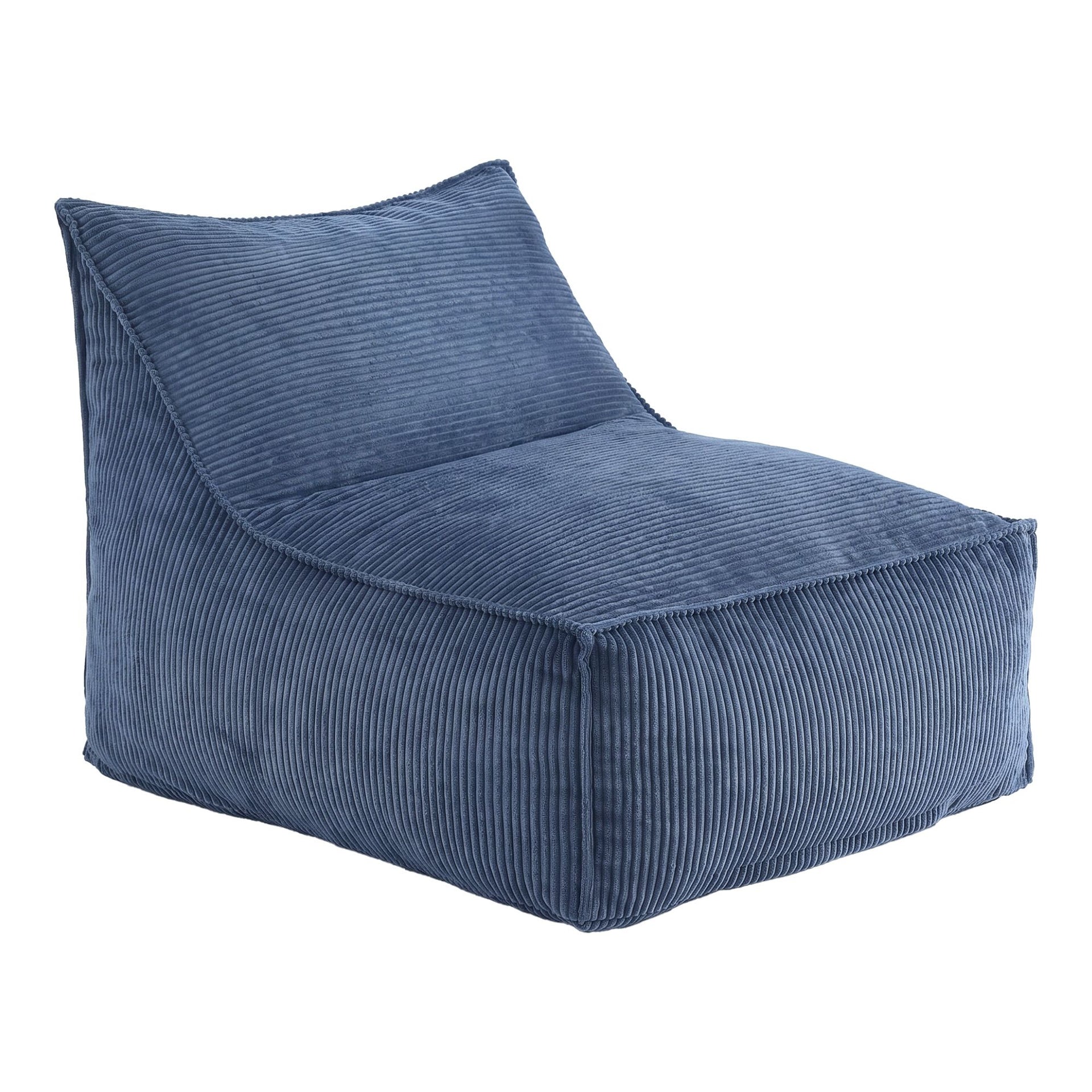 Artiss Bean Bag Chair Cover (No Filler) Soft Corduroy Stuffed Animal Storage Bean Bag Cover for Adults, Washable Lazy Sofa Cover for Living Room Bedroom, Blue Awezingly