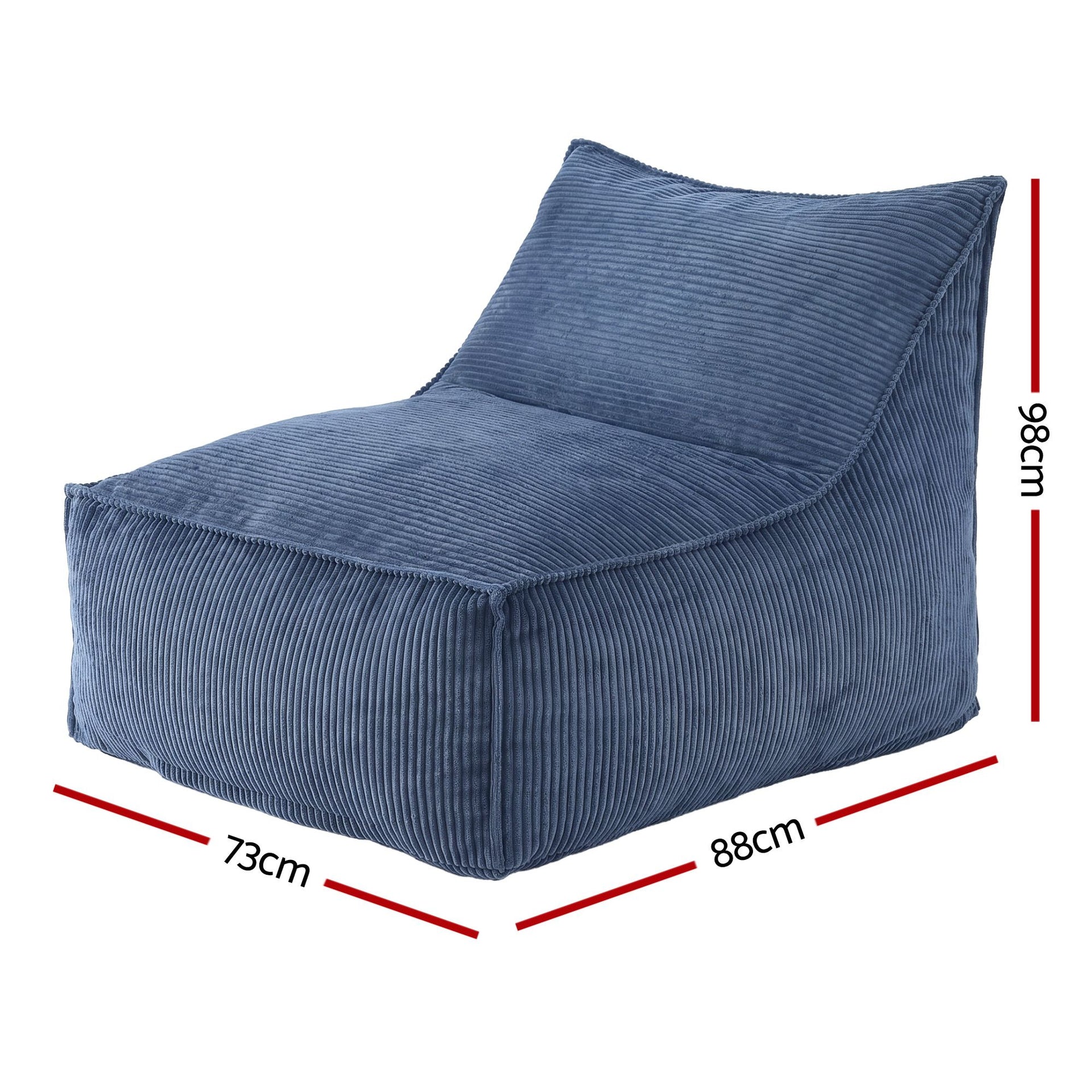 Artiss Bean Bag Chair Cover (No Filler) Soft Corduroy Stuffed Animal Storage Bean Bag Cover for Adults, Washable Lazy Sofa Cover for Living Room Bedroom, Blue Awezingly