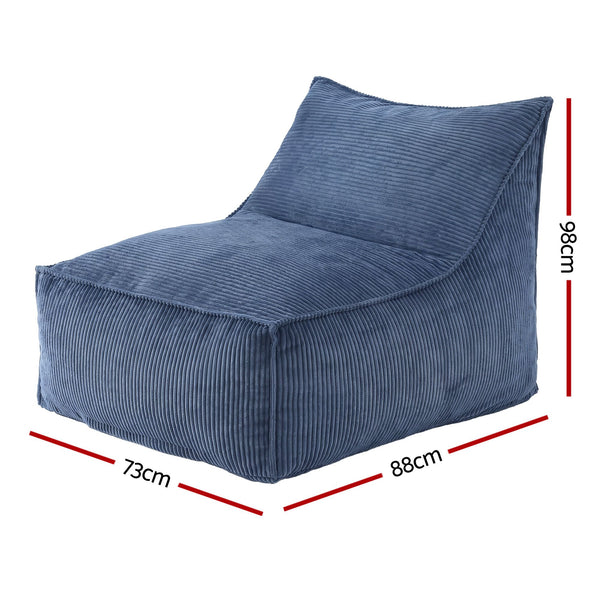 Artiss Bean Bag Chair Cover (No Filler) Soft Corduroy Stuffed Animal Storage Bean Bag Cover for Adults, Washable Lazy Sofa Cover for Living Room Bedroom, Blue Awezingly