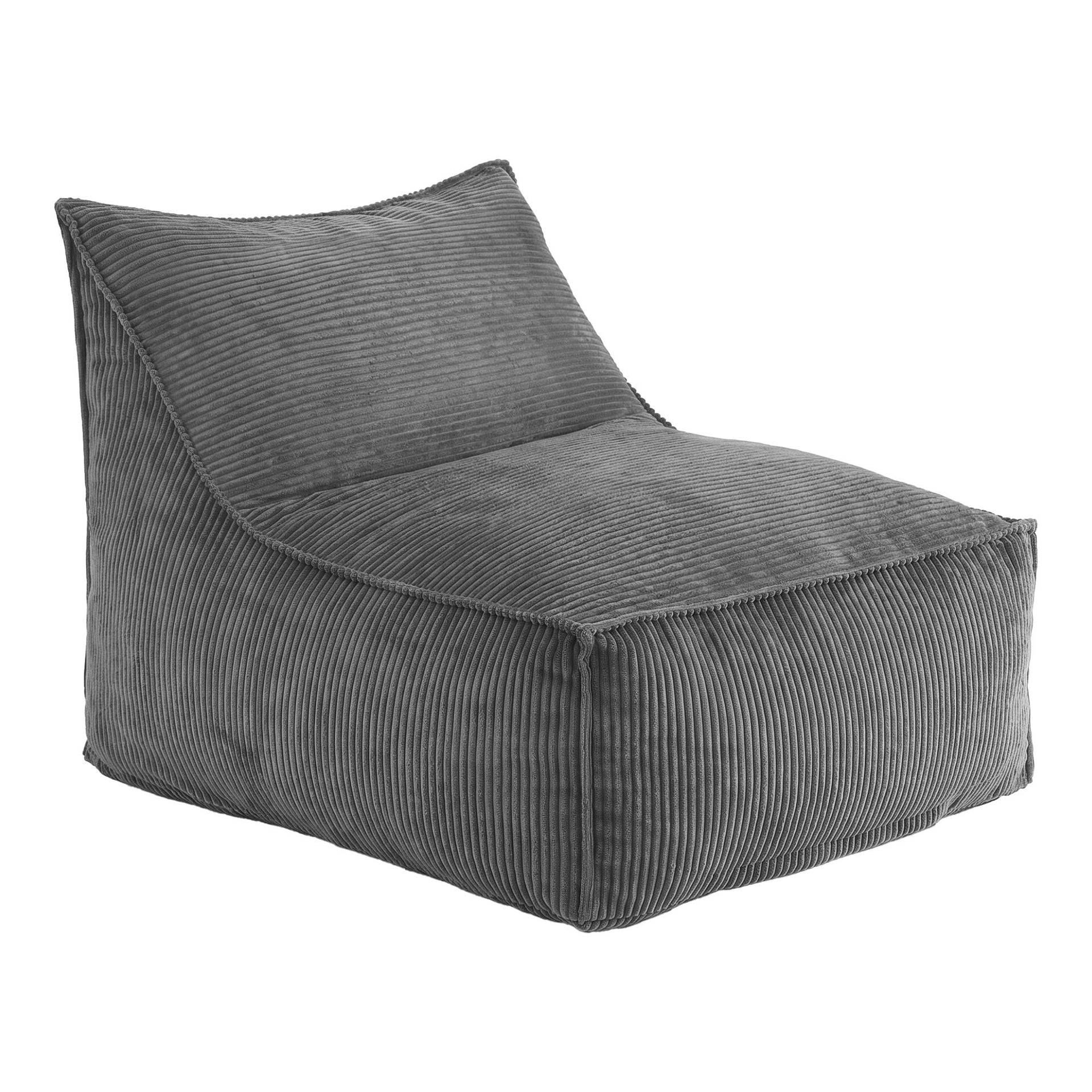 Artiss Bean Bag Chair Cover (No Filler) Soft Corduroy Stuffed Animal Storage Bean Bag Cover for Adults, Washable Lazy Sofa Cover for Living Room Bedroom, Grey Awezingly