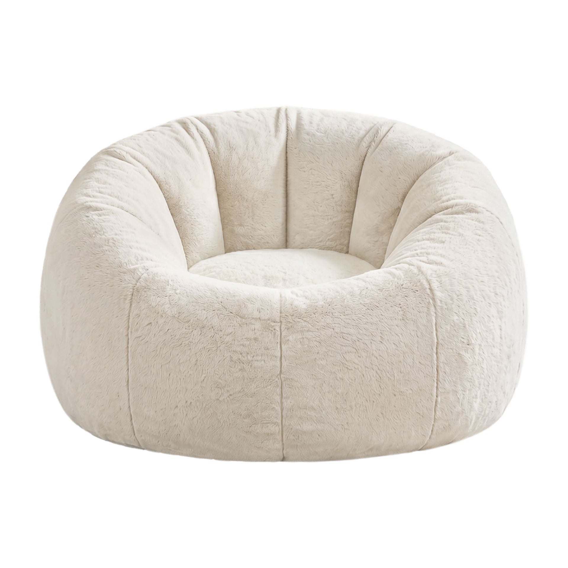 Artiss Bean Bag Chair Cover (No Filler) Soft Faux Fur Beanbag Cover Large Round Stuffed Animal Storage Bean Bag Cover Washable Lazy Sofa Cover for Adults Kids Teens, Beige Awezingly