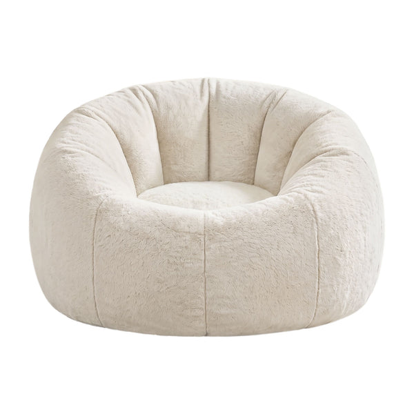 Artiss Bean Bag Chair Cover (No Filler) Soft Faux Fur Beanbag Cover Large Round Stuffed Animal Storage Bean Bag Cover Washable Lazy Sofa Cover for Adults Kids Teens, Beige Awezingly