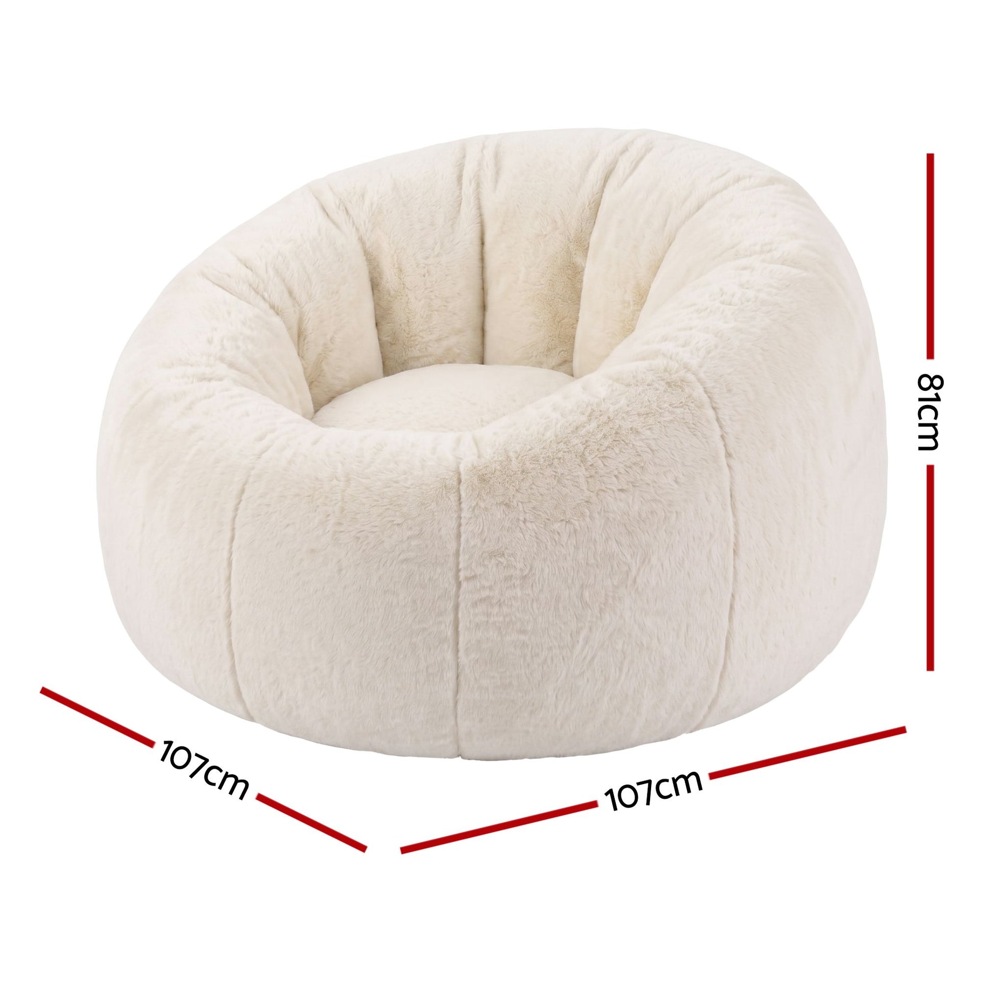Artiss Bean Bag Chair Cover (No Filler) Soft Faux Fur Beanbag Cover Large Round Stuffed Animal Storage Bean Bag Cover Washable Lazy Sofa Cover for Adults Kids Teens, Beige Awezingly