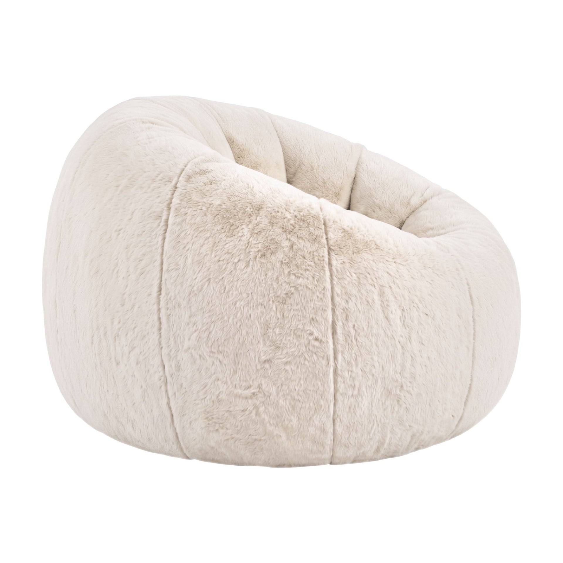 Artiss Bean Bag Chair Cover (No Filler) Soft Faux Fur Beanbag Cover Large Round Stuffed Animal Storage Bean Bag Cover Washable Lazy Sofa Cover for Adults Kids Teens, Beige Awezingly