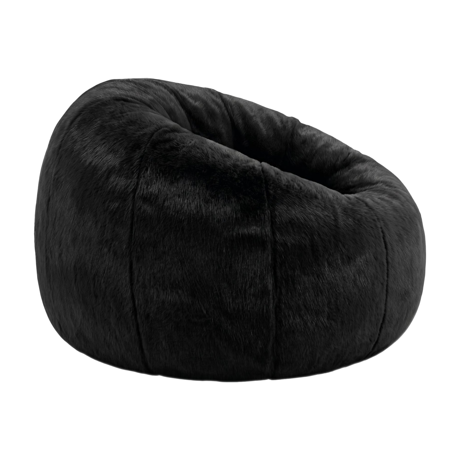 Artiss Bean Bag Chair Cover (No Filler) Soft Faux Fur Beanbag Cover Large Round Stuffed Animal Storage Bean Bag Cover Washable Lazy Sofa Cover for Adults Kids Teens, Black Awezingly