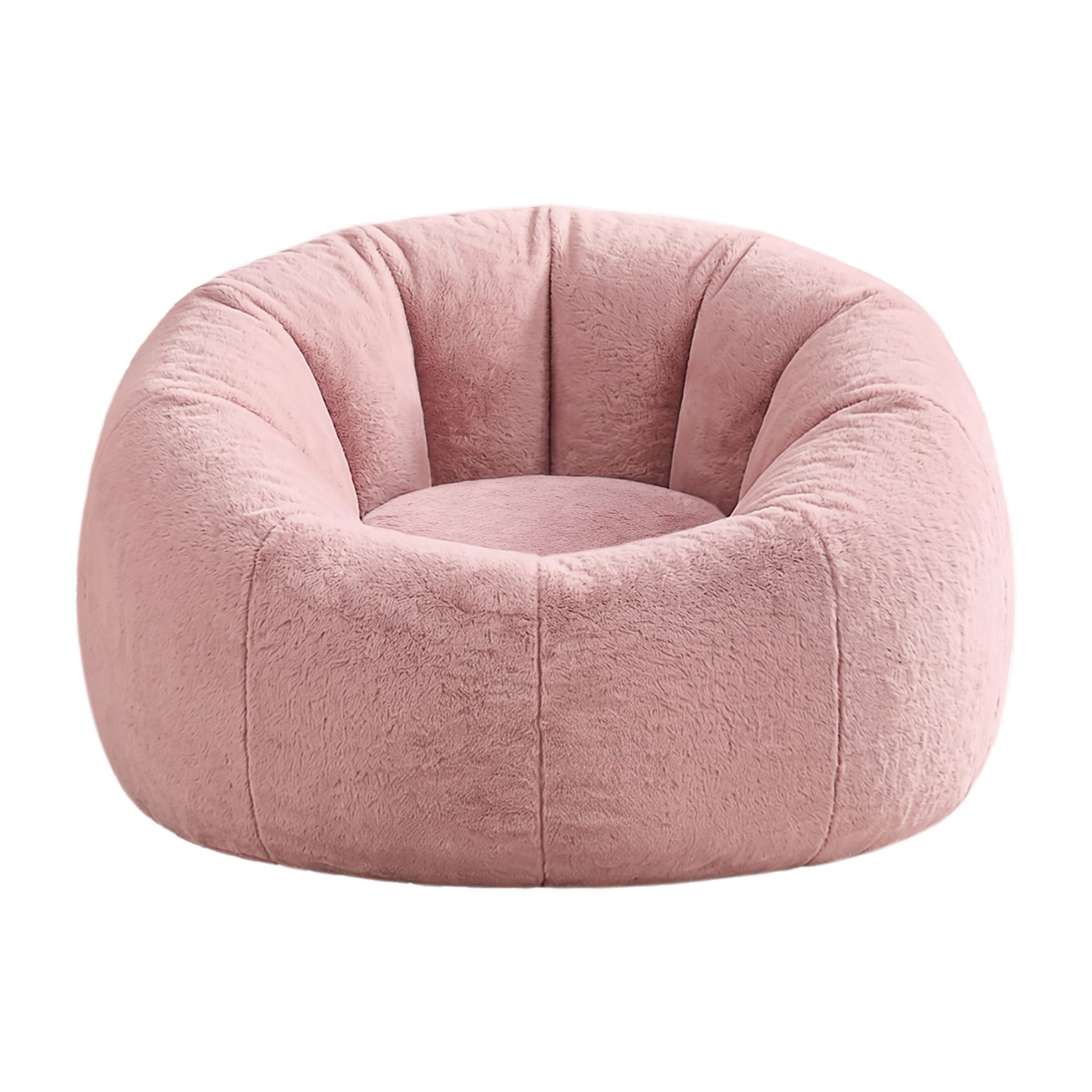Artiss Bean Bag Chair Cover (No Filler) Soft Faux Fur Beanbag Cover Large Round Stuffed Animal Storage Bean Bag Cover Washable Lazy Sofa Cover for Adults Kids Teens, Pink Awezingly