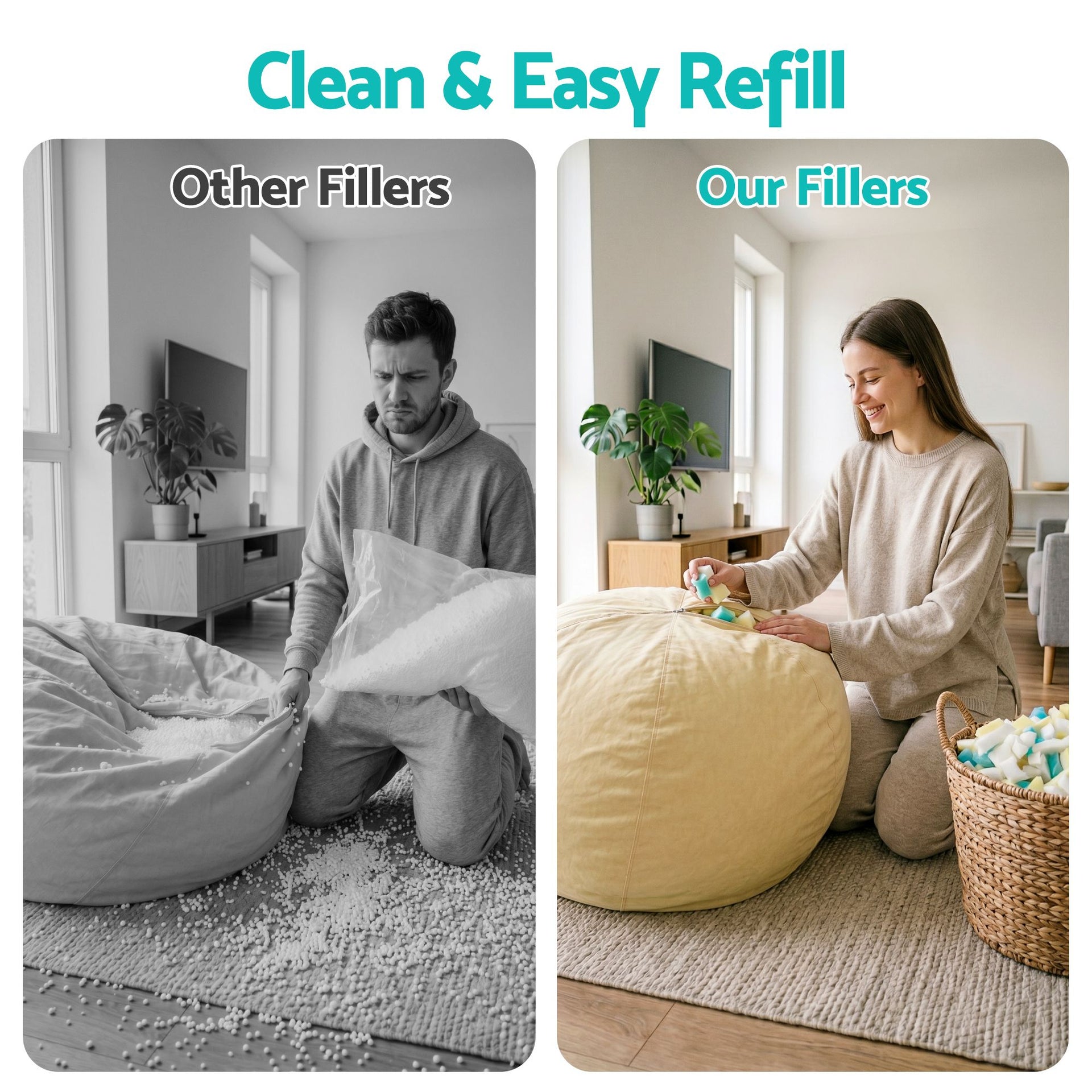 Artiss 10lbs (4.4KG) Bean Bag Filler Shredded Memory Foam Filling High Density Soft Pillow Stuffing for Bean Bag Chair, Couch Cushion, Dog Bed, Stuffed Animals and Arts Crafts Awezingly