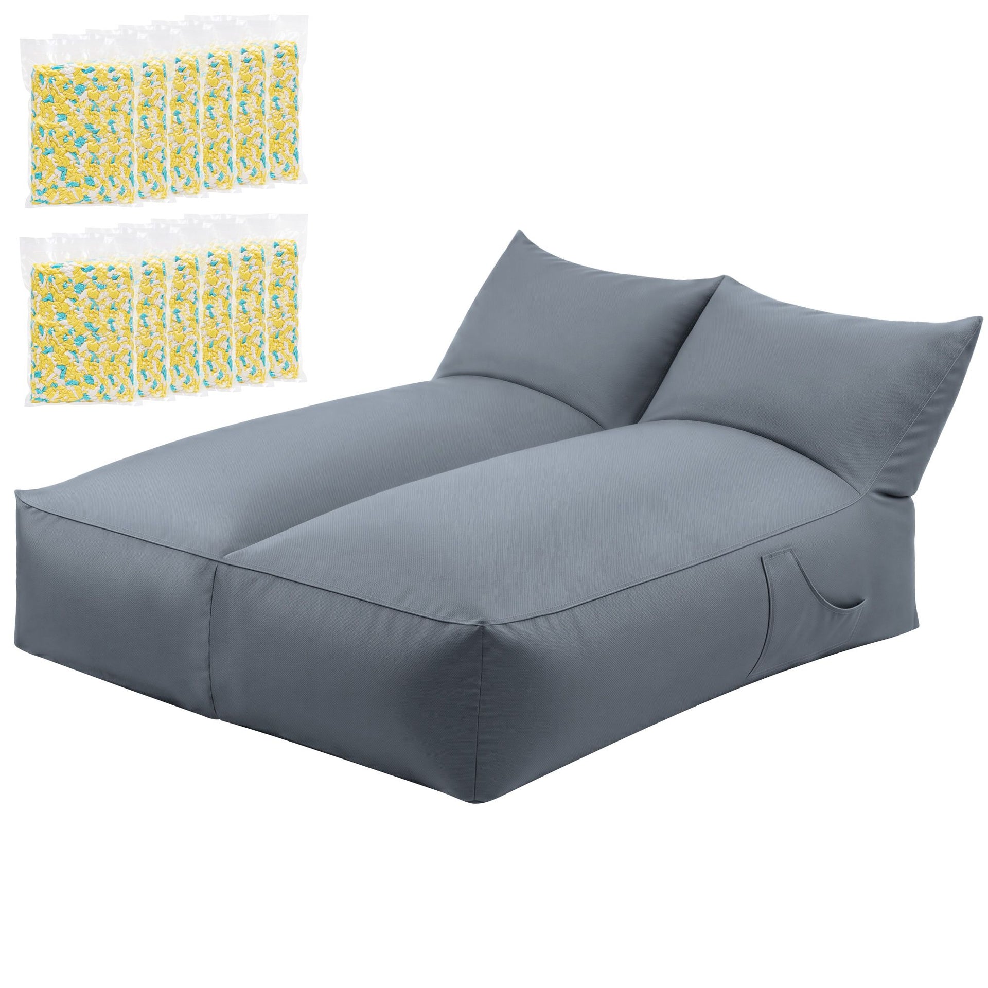 Artiss Outdoor Bean Bag Chair with Filler 2 Seater Beanbag Lounge Adults Splash-Proof Large Bean Bag Cover with Filling for Patio Poolside Relaxing Indoor, Grey Awezingly