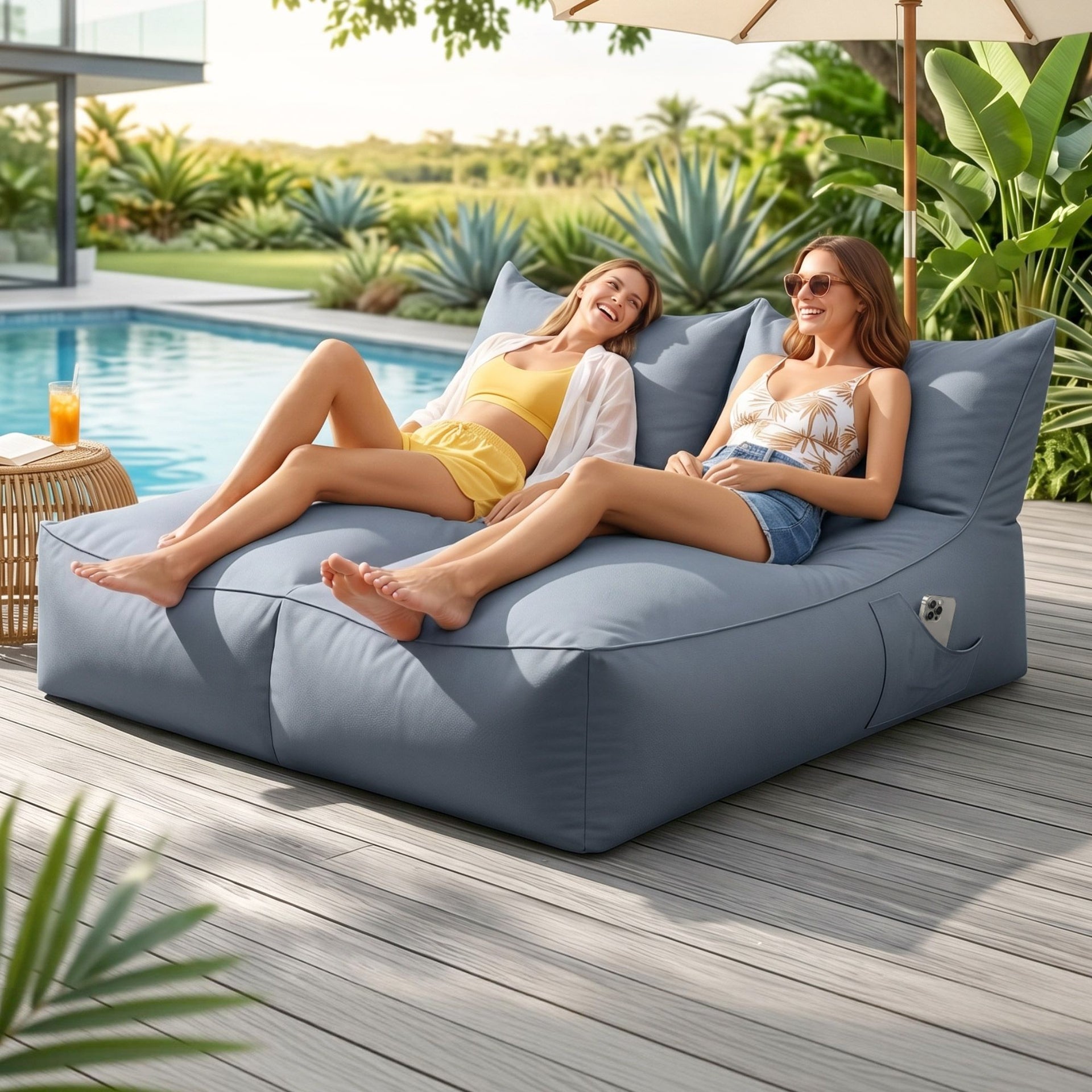 Artiss Outdoor Bean Bag Chair with Filler 2 Seater Beanbag Lounge Adults Splash-Proof Large Bean Bag Cover with Filling for Patio Poolside Relaxing Indoor, Grey Awezingly