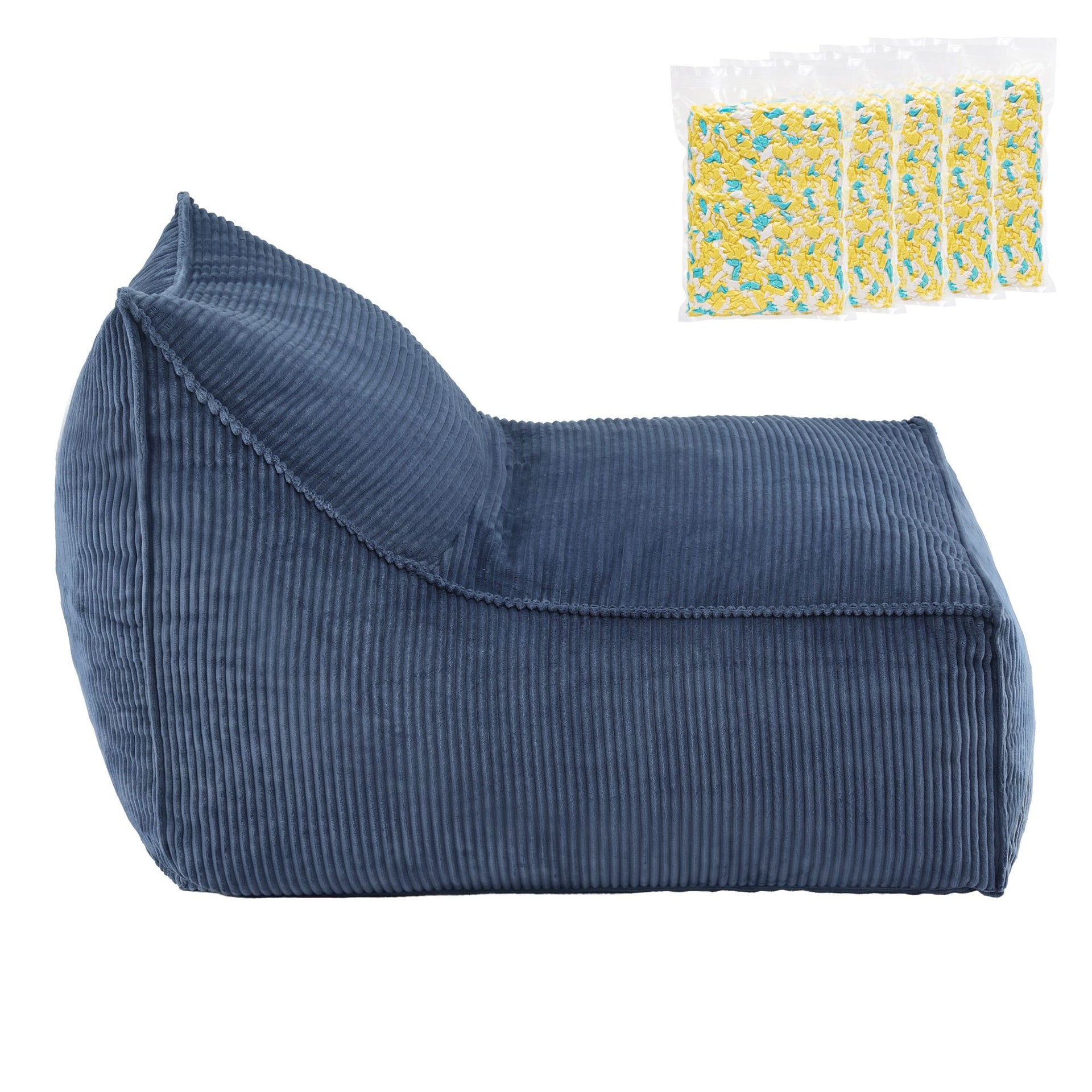 Artiss Bean Bag Chair Cover with Filler Soft Corduroy DIY Stuffed Animal Storage Bean Bag for Adults, Washable Lazy Sofa for Living Room Bedroom, Blue Awezingly