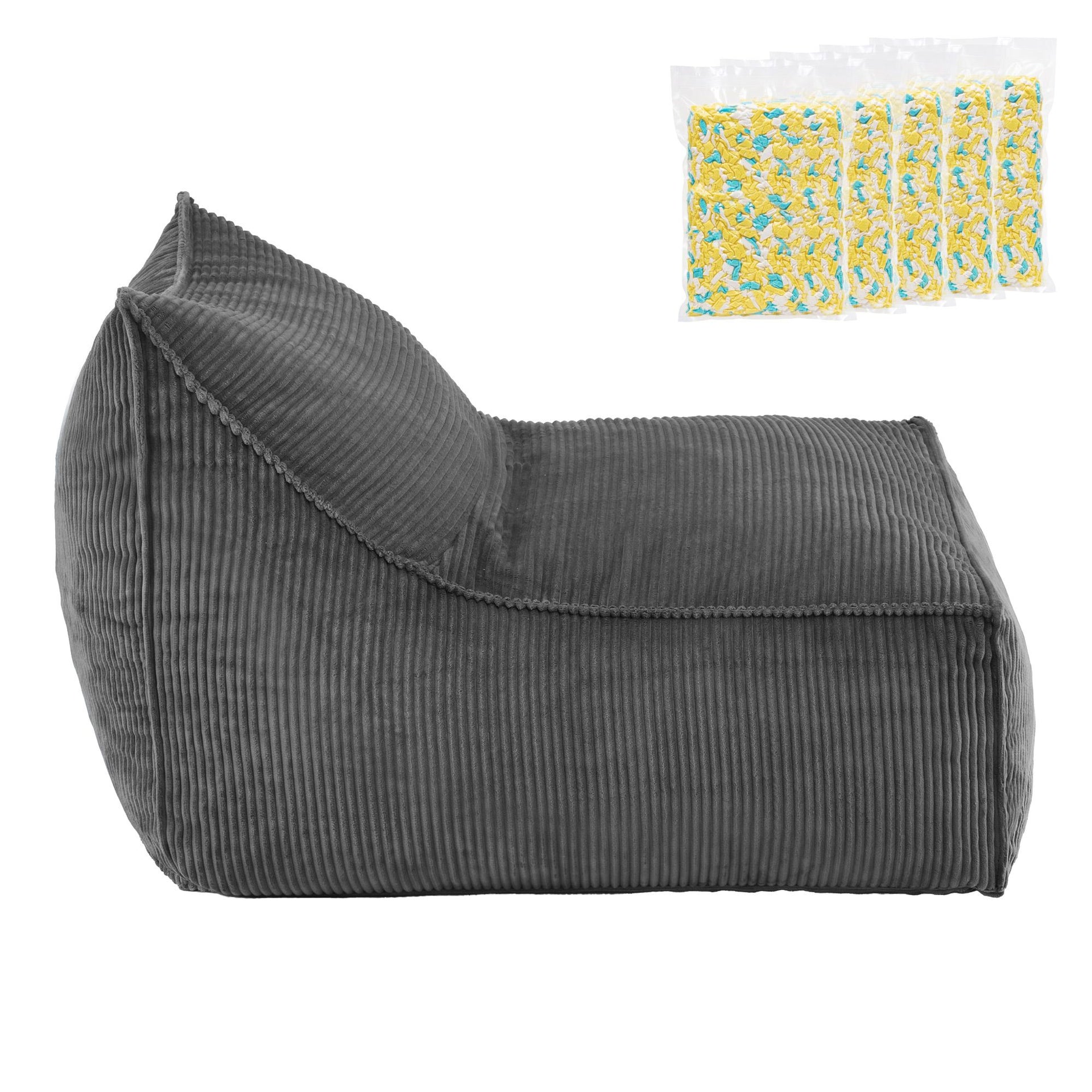 Artiss Bean Bag Chair Cover with Filler Soft Corduroy DIY Stuffed Animal Storage Bean Bag for Adults, Washable Lazy Sofa for Living Room Bedroom, Grey Awezingly