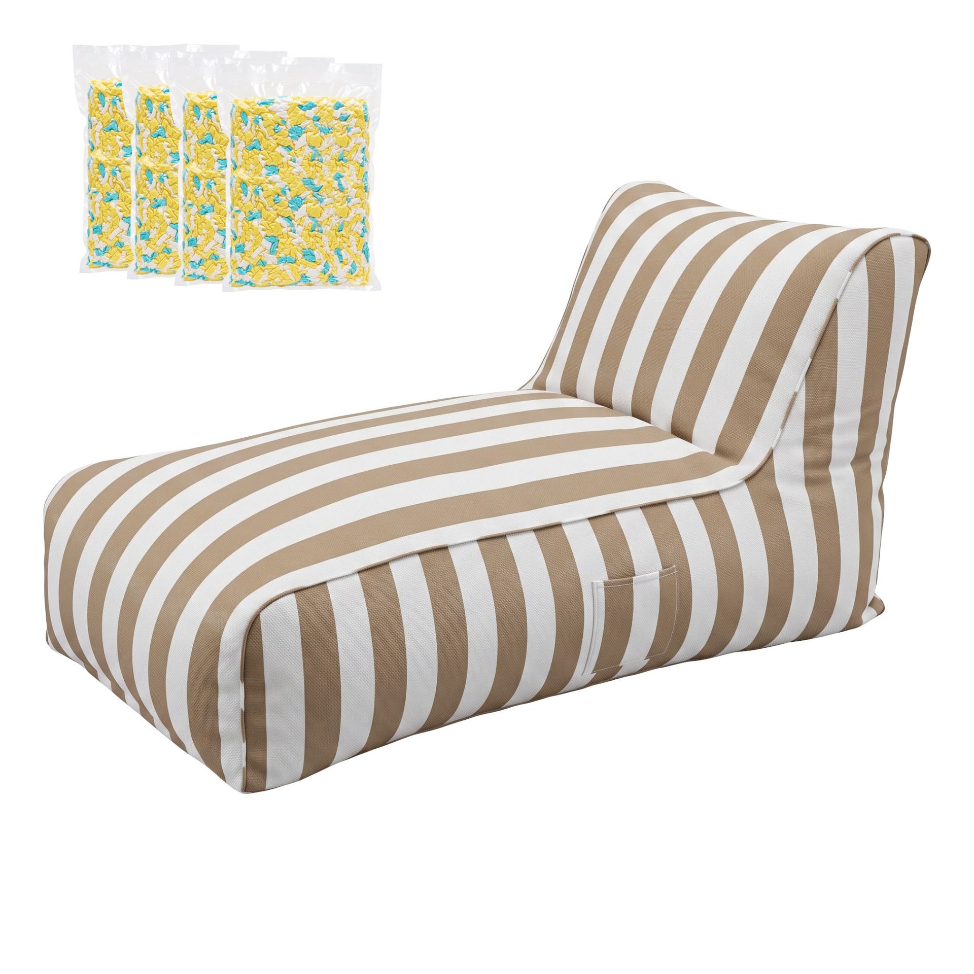 Artiss Outdoor Bean Bag Chair with Filler Splash-Proof Beanbag Lounge DIY Stuffed Animal Storage Bean Bag Washable for Patio Poolside Relaxing, Taupe Awezingly