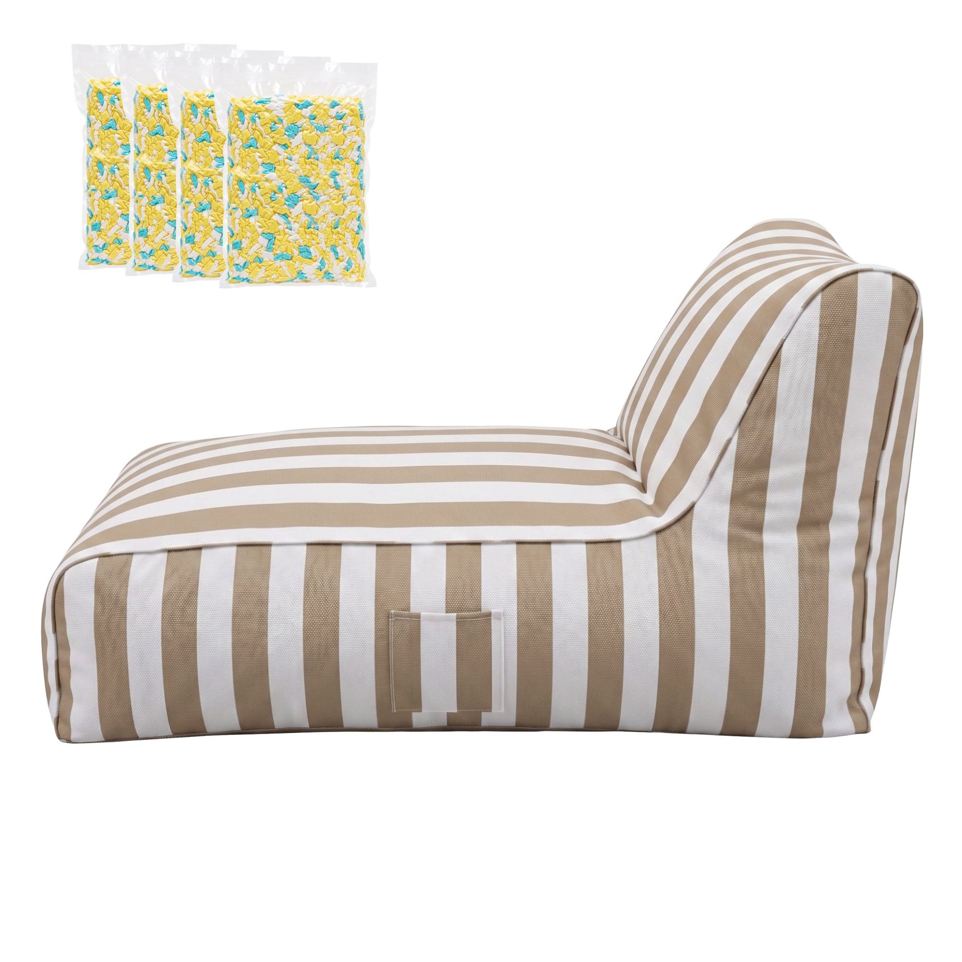 Artiss Outdoor Bean Bag Chair with Filler Splash-Proof Beanbag Lounge DIY Stuffed Animal Storage Bean Bag Washable for Patio Poolside Relaxing, Taupe Awezingly