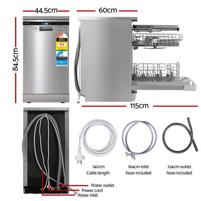 Devanti 10 Place Settings Freestanding Dishwasher Silver