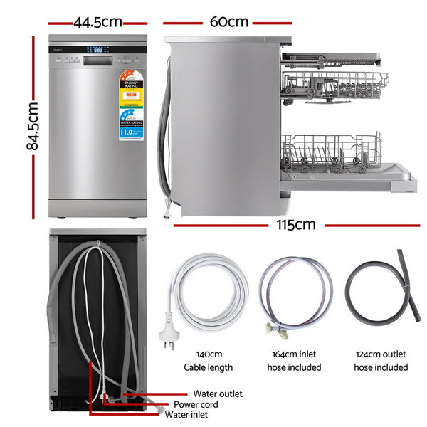 Devanti 10 Place Settings Freestanding Dishwasher Silver Awezingly