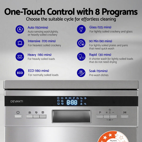 Devanti 10 Place Settings Freestanding Dishwasher Silver Awezingly