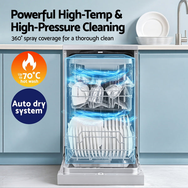 Devanti 10 Place Settings Freestanding Dishwasher Silver Awezingly