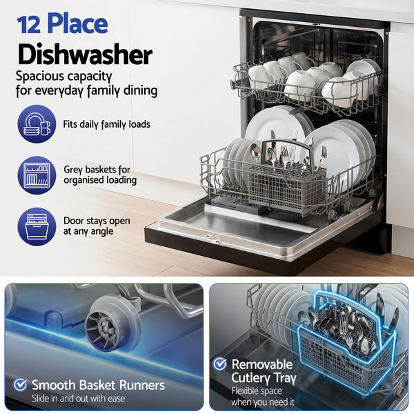 Devanti 12 Place Settings Dishwasher 55cm Freestanding Benchtop Built-In Awezingly