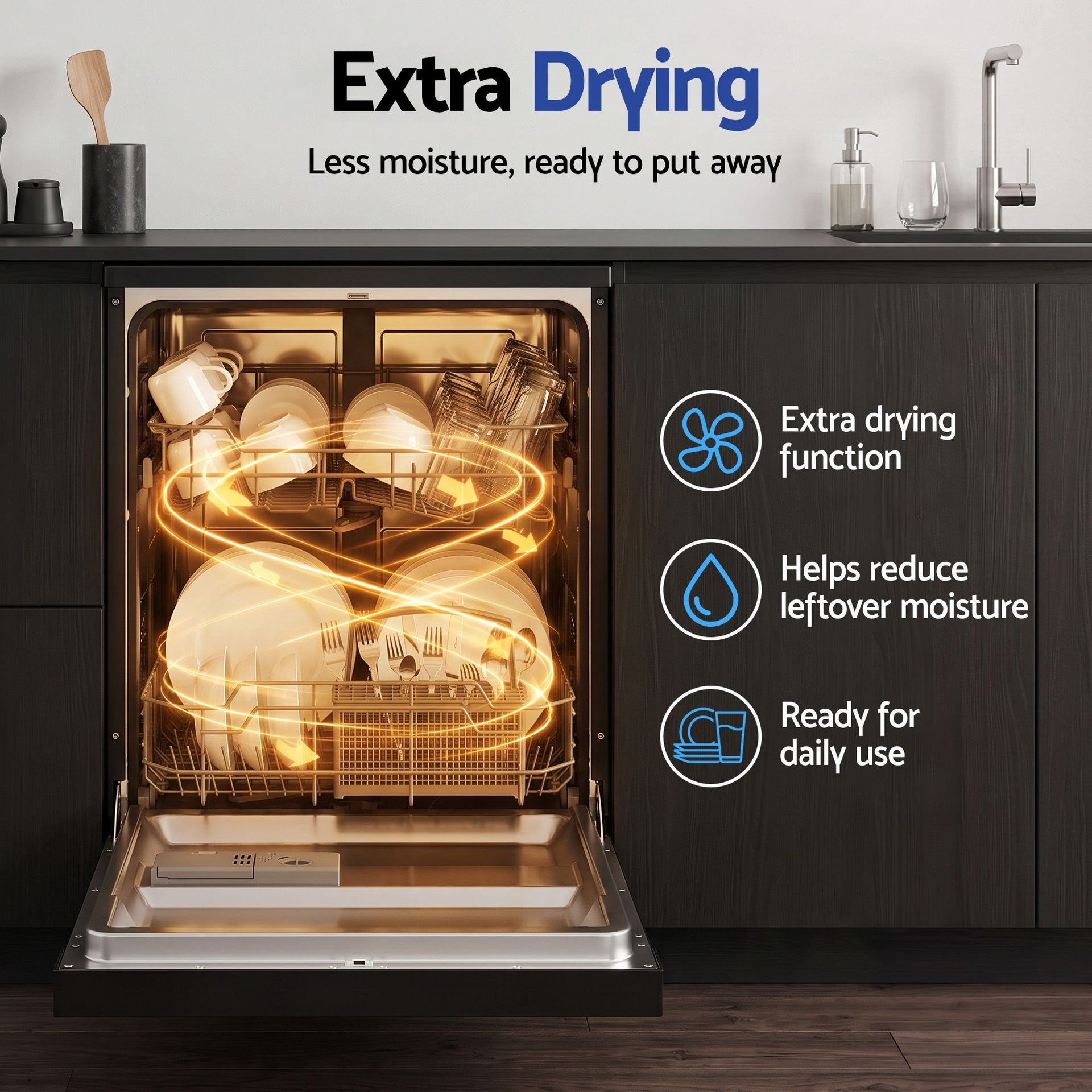 Devanti 12 Place Settings Dishwasher 55cm Freestanding Benchtop Built-In Awezingly