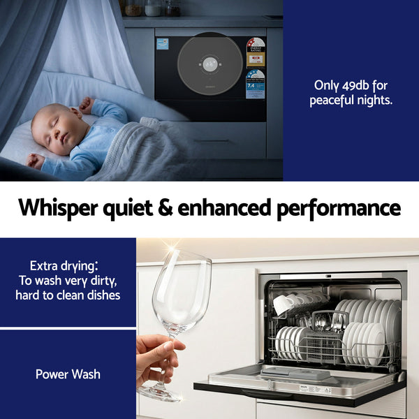 Devanti 6-Place Setting Benchtop Dishwasher 50cm Black Awezingly