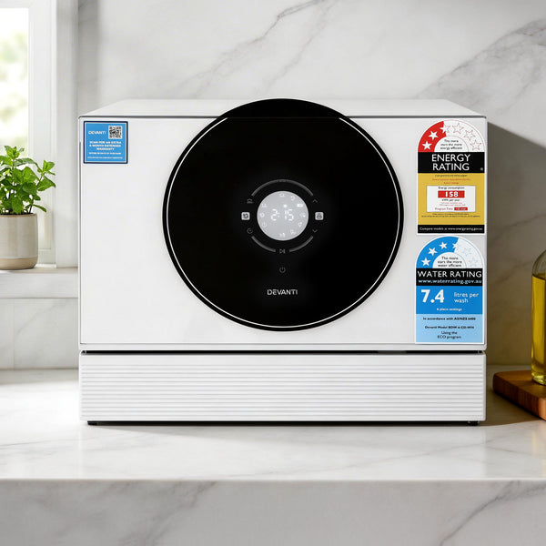 Devanti 6-Place Setting Benchtop Dishwasher 50cm White Awezingly