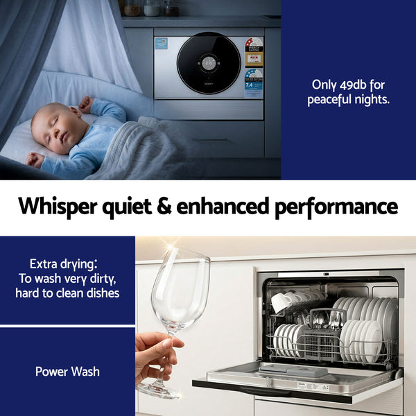 Devanti 6-Place Setting Benchtop Dishwasher 50cm White Awezingly