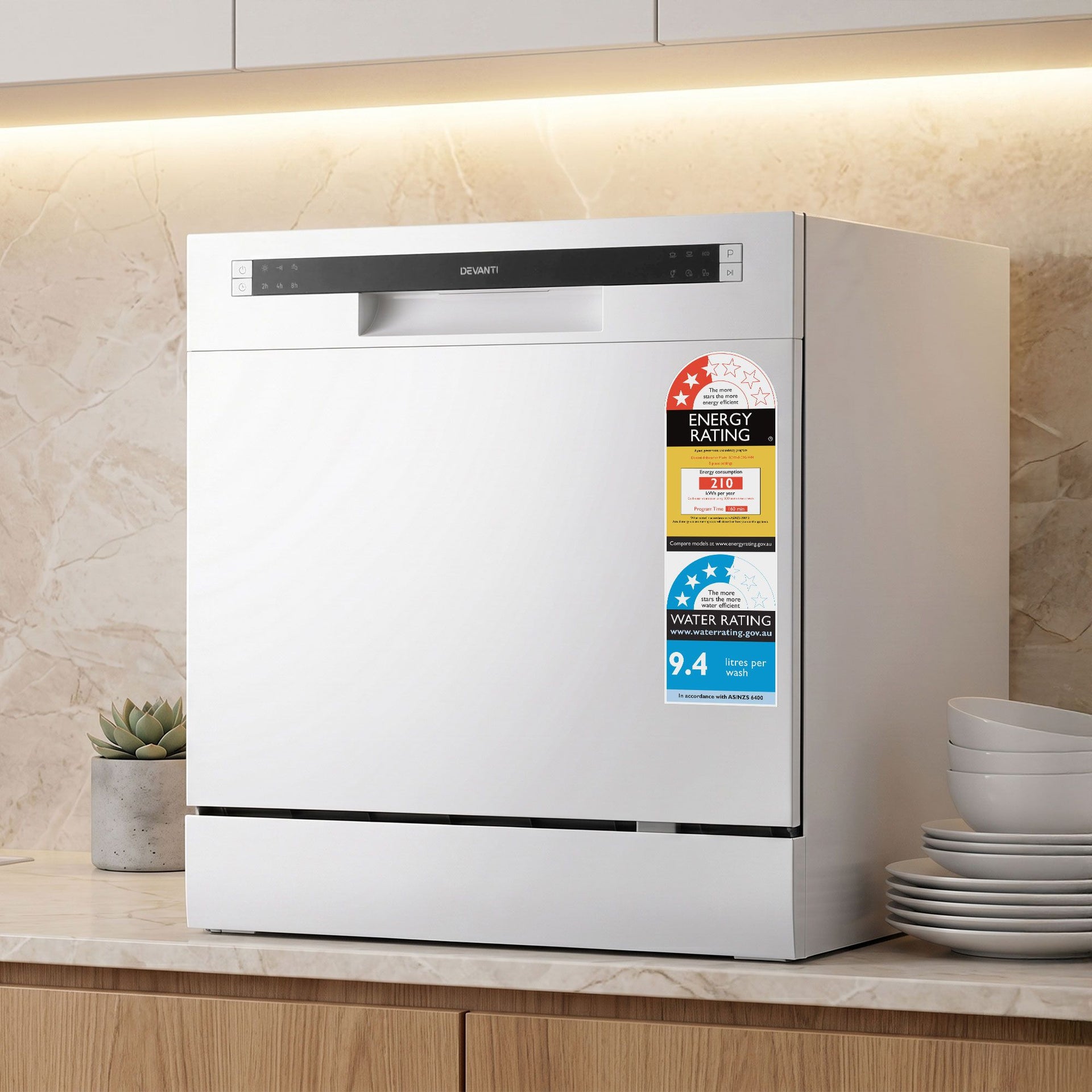 Devanti 8 Place Settings Benchtop Dishwasher White Awezingly