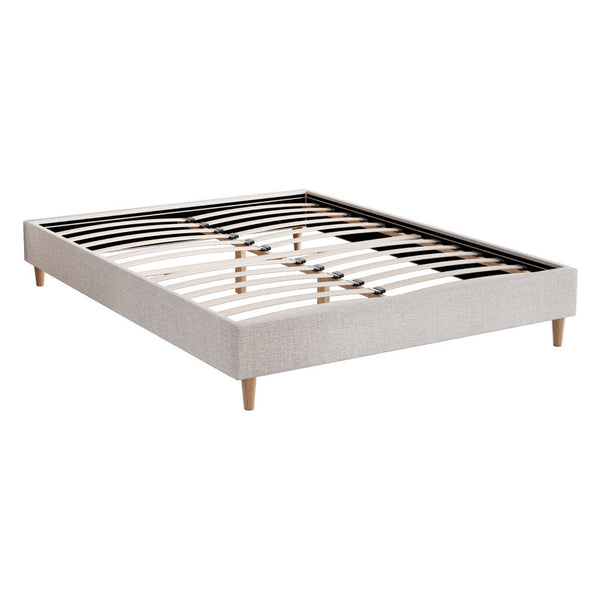 Artiss Bed Frame Queen Size Beige ZORA Artiss