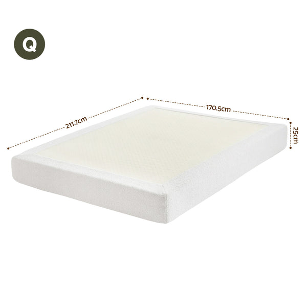 Artiss Compression Bed Frame Queen Size No Assembly Vacuum High Density Sponge Boucle Cream White Awezingly