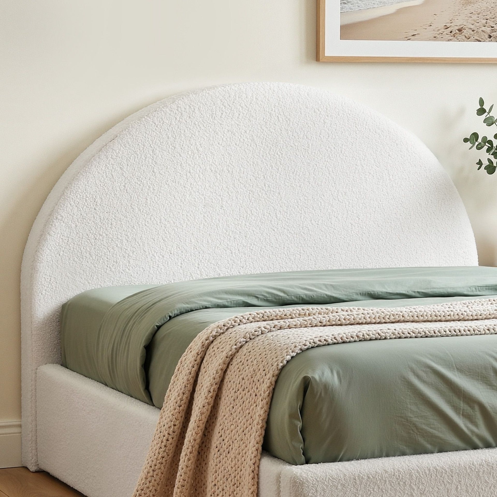 Artiss Double Size Headboard for Bed Frame Boucle Fabric No-Assembly Vacuum Compressed Soft Backrest with Removable Washable Cover 154cm Wide Awezingly