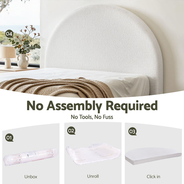 Artiss Double Size Headboard for Bed Frame Boucle Fabric No-Assembly Vacuum Compressed Soft Backrest with Removable Washable Cover 154cm Wide Awezingly