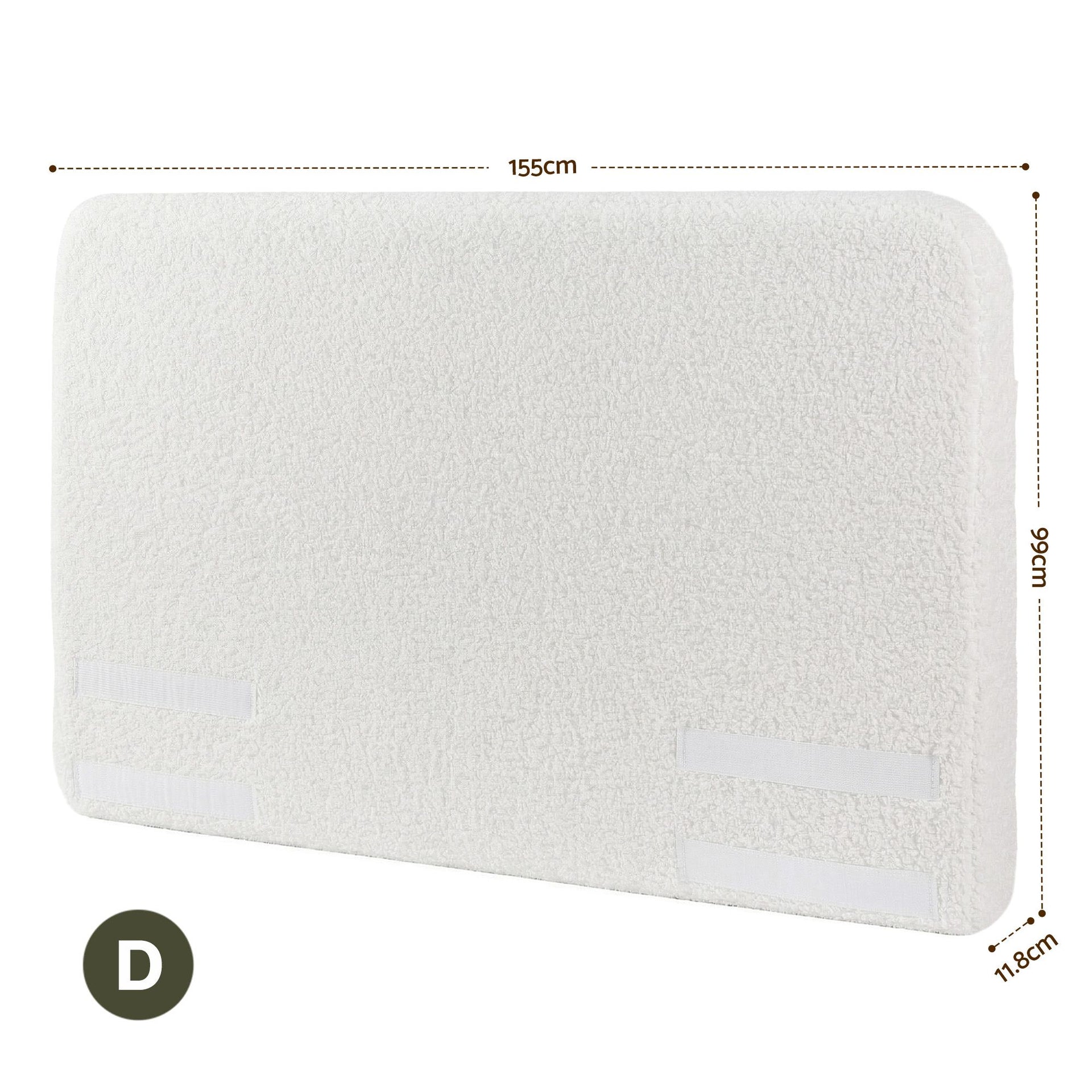 Artiss Double Headboard for Bed Frame Boucle Fabric No-Assembly Vacuum Compressed Soft Backrest with Removable Washable Cover 155cm Wide Awezingly