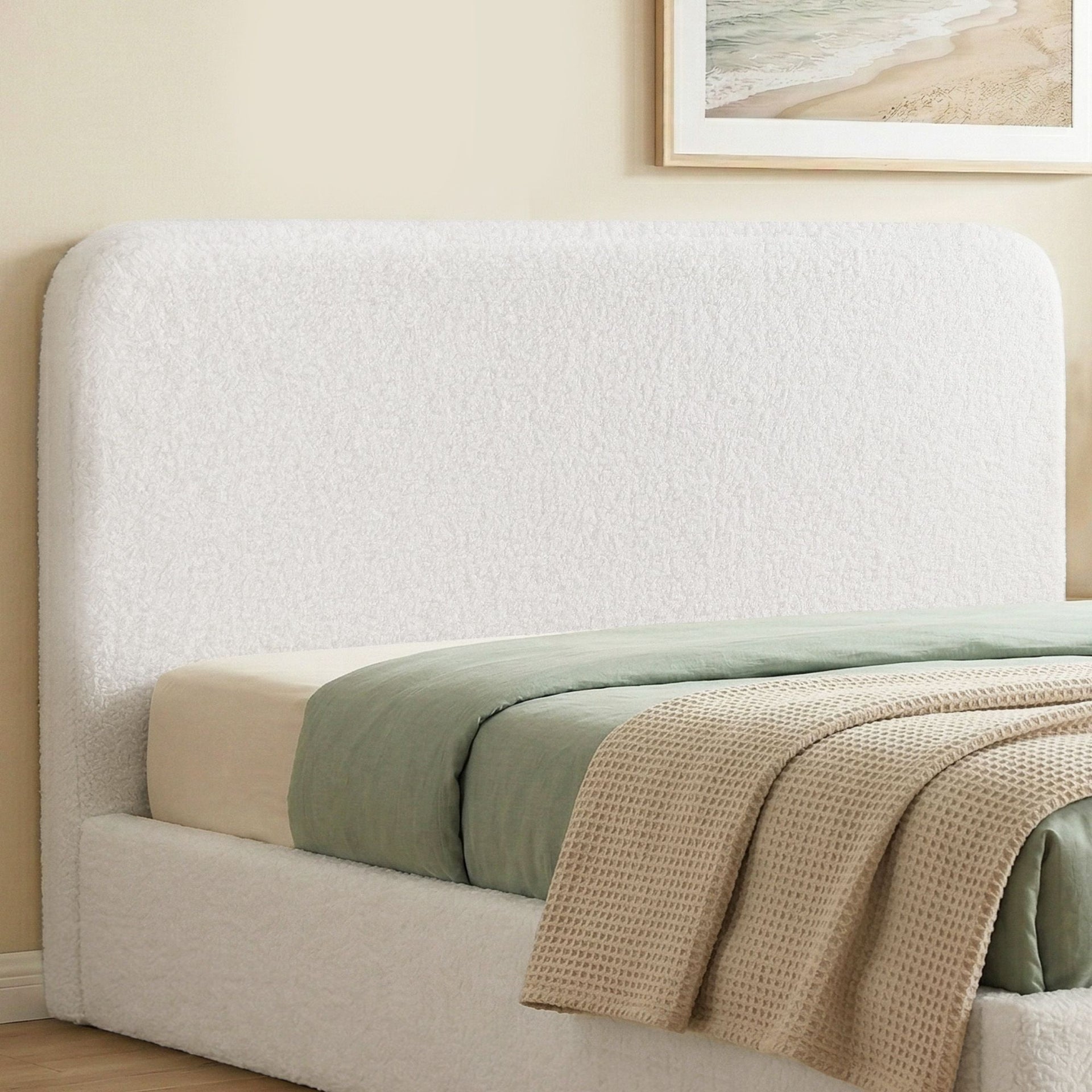 Artiss Queen Headboard for Bed Frame Boucle Fabric No-Assembly Vacuum Compressed Soft Backrest with Removable Washable Cover 172cm Wide Awezingly