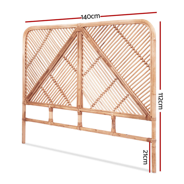 Artiss Bed Headboard Double Bedhead Rattan - FRED Pine Awezingly