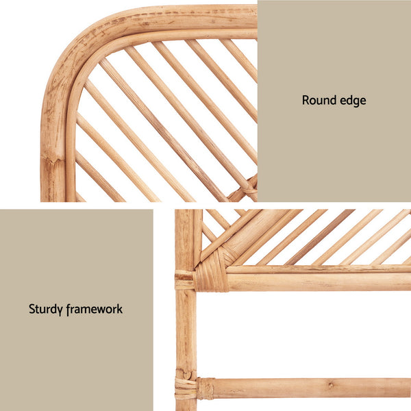 Artiss Bed Headboard Double Bedhead Rattan - FRED Pine Awezingly
