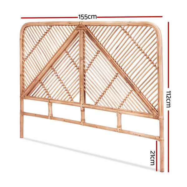 Artiss Bed Headboard Queen Bedhead Rattan - FRED Pine Awezingly