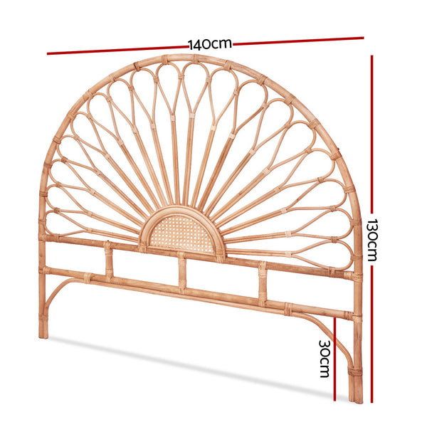 Artiss Bed Headboard Double Bedhead Rattan - MARI Pine Awezingly