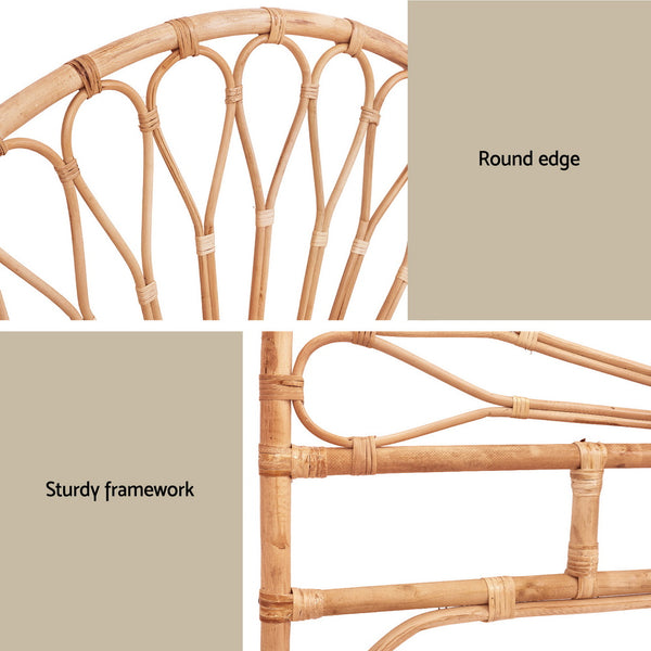 Artiss Bed Headboard Double Bedhead Rattan - MARI Pine Awezingly