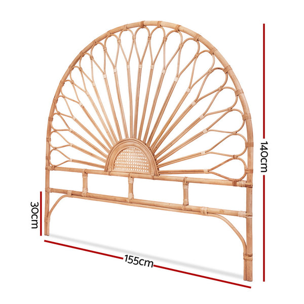 Artiss Bed Headboard Queen Bedhead Rattan - MARI Pine Awezingly