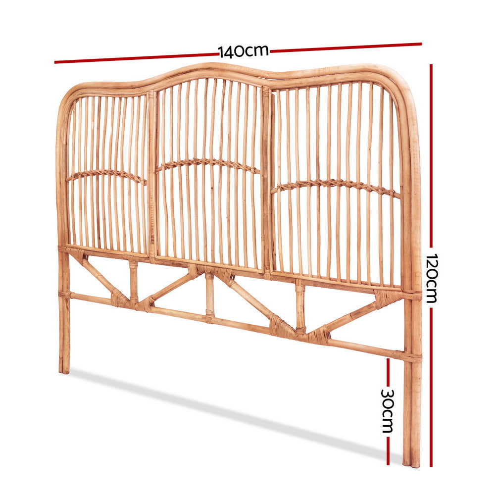 Artiss Bed Headboard Double Bedhead Rattan - NERO Pine Awezingly