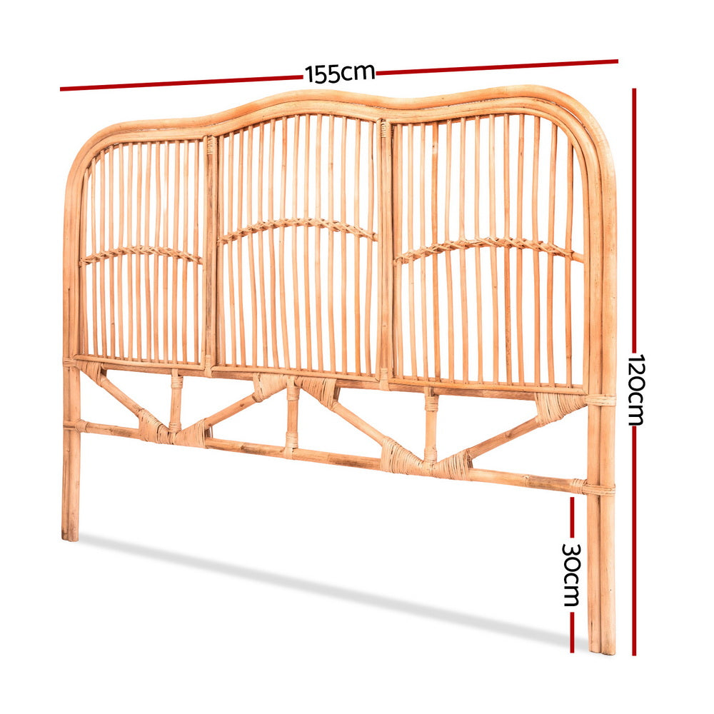 Artiss Bed Headboard Queen Bedhead Rattan - NERO Pine Awezingly