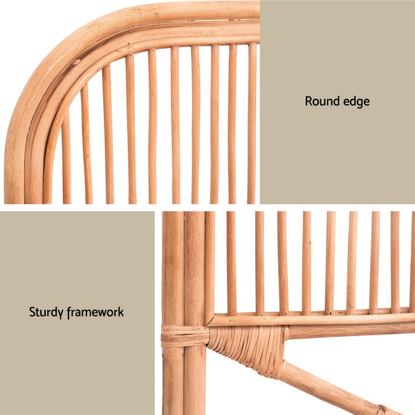 Artiss Bed Headboard Queen Bedhead Rattan - NERO Pine Awezingly