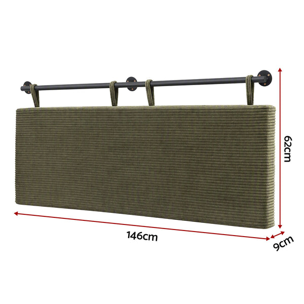 Artiss Wall Mounted Headboard Double Corduroy Upholstered Hanging Bed Head Awezingly
