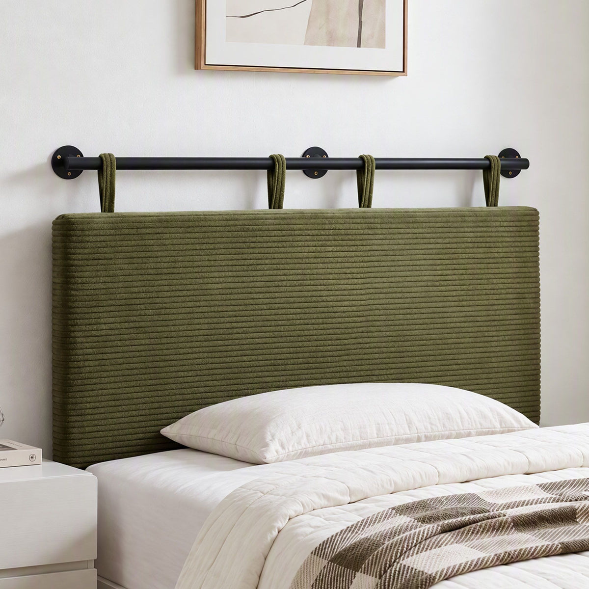 Artiss Wall Mounted Headboard King Single Corduroy Upholstered Hanging Bed Head Awezingly