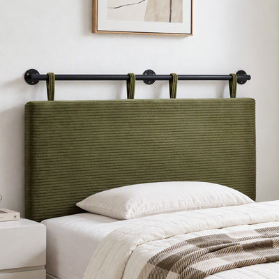 Artiss Wall Mounted Headboard King Single Corduroy Upholstered Hanging Bed Head