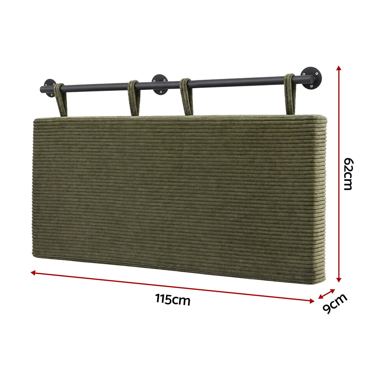 Artiss Wall Mounted Headboard King Single Corduroy Upholstered Hanging Bed Head Awezingly
